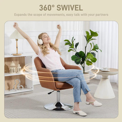 HOMCOM Swivel Accent Chair, Microfiber Cloth Tub Vanity Chair, Modern Armchair with Adjustable Height and Lumbar Support for Make up Room Dressing Table-833-757V73 Additional View 5
