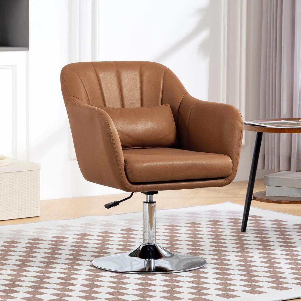 HOMCOM Swivel Accent Chair, Microfiber Cloth Tub Vanity Chair, Modern Armchair with Adjustable Height and Lumbar Support for Make up Room Dressing Table-833-757V73 Additional View 10