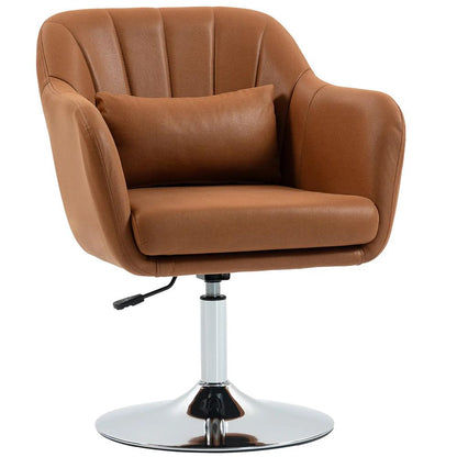 HOMCOM Swivel Accent Chair, Microfiber Cloth Tub Vanity Chair, Modern Armchair with Adjustable Height and Lumbar Support for Make up Room Dressing Table-833-757V73