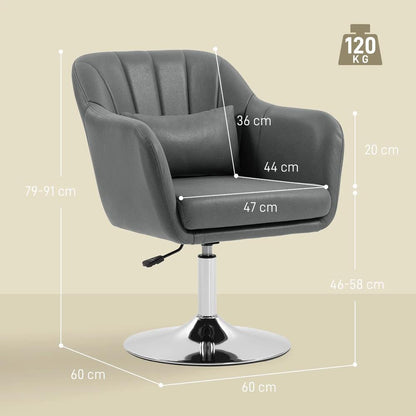 HOMCOM Swivel Accent Chair, Microfiber Cloth Tub Vanity Chair, Modern Armchair with Adjustable Height and Lumbar Support for Living Room Bedroom Salon Make up Room Dressing Table Additional View 3
