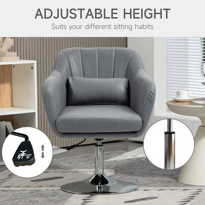 HOMCOM Swivel Accent Chair, Microfiber Cloth Tub Vanity Chair, Modern Armchair with Adjustable Height and Lumbar Support for Living Room Bedroom Salon Make up Room Dressing Table Additional View 4