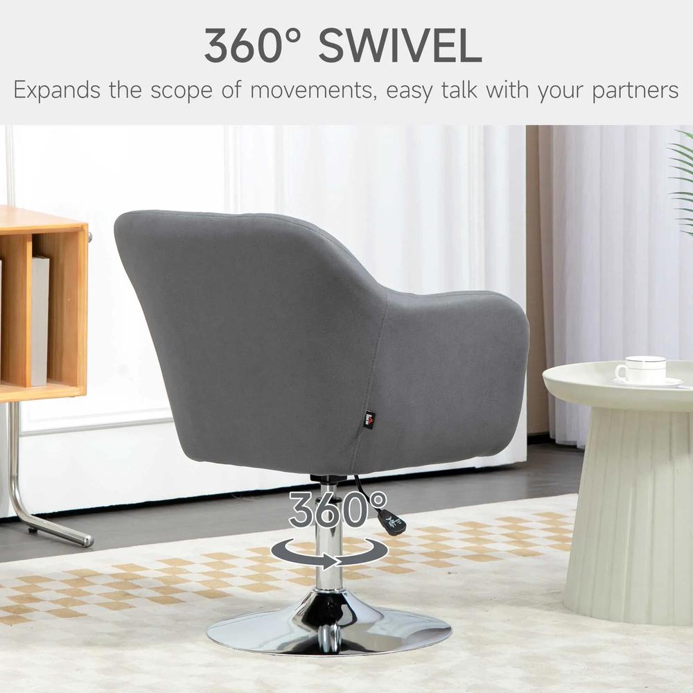 HOMCOM Swivel Accent Chair, Microfiber Cloth Tub Vanity Chair, Modern Armchair with Adjustable Height and Lumbar Support for Living Room Bedroom Salon Make up Room Dressing Table Additional View 5