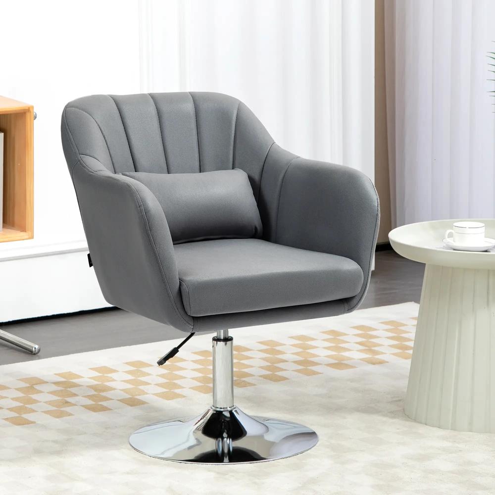HOMCOM Swivel Accent Chair, Microfiber Cloth Tub Vanity Chair, Modern Armchair with Adjustable Height and Lumbar Support for Living Room Bedroom Salon Make up Room Dressing Table Additional View 10