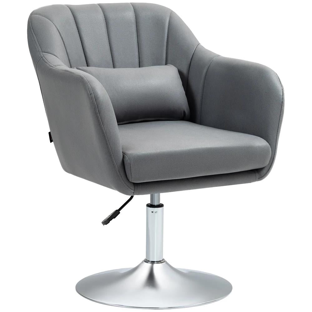 HOMCOM Swivel Accent Chair, Microfiber Cloth Tub Vanity Chair, Modern Armchair with Adjustable Height and Lumbar Support for Living Room Bedroom Salon Make up Room Dressing Table