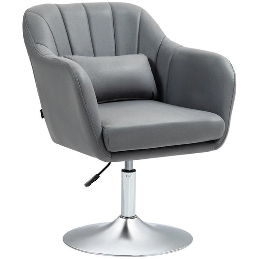 HOMCOM Swivel Accent Chair, Microfiber Cloth Tub Vanity Chair, Modern Armchair with Adjustable Height and Lumbar Support for Living Room Bedroom Salon Make up Room Dressing Table