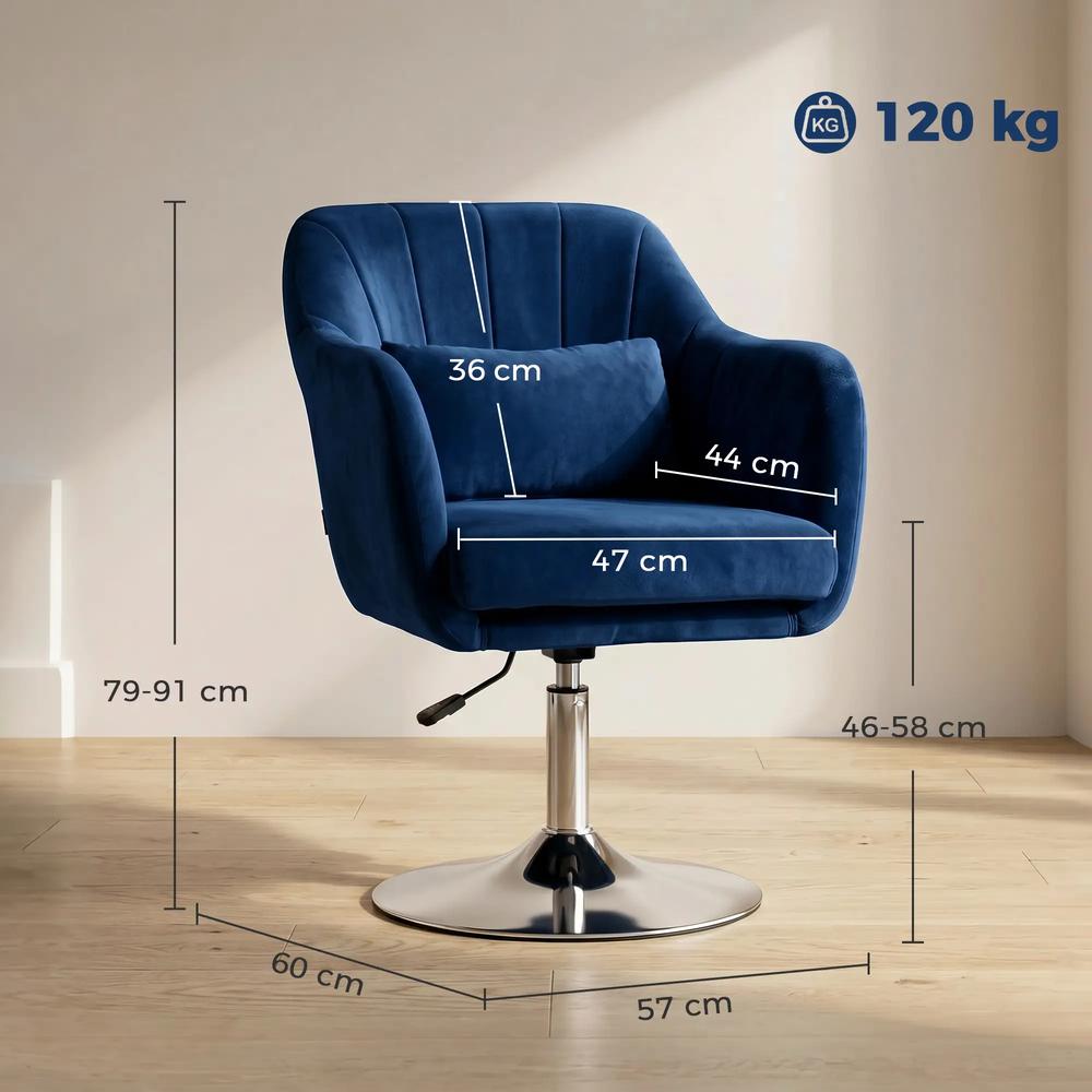 HOMCOM Retro Velvet Swivel Tub Chair with Steel Frame, Cushion Seat Additional View 18