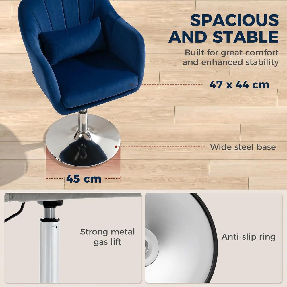 HOMCOM Retro Velvet Swivel Tub Chair with Steel Frame, Cushion Seat Additional View 20