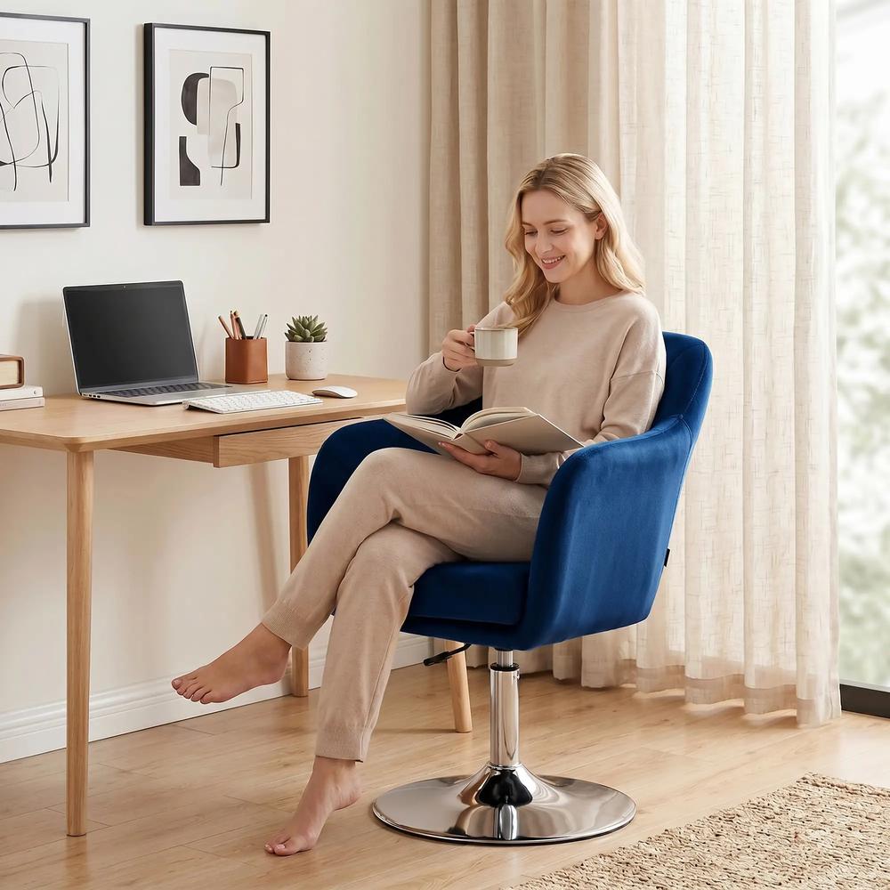 HOMCOM Retro Velvet Swivel Tub Chair with Steel Frame, Cushion Seat Additional View 24