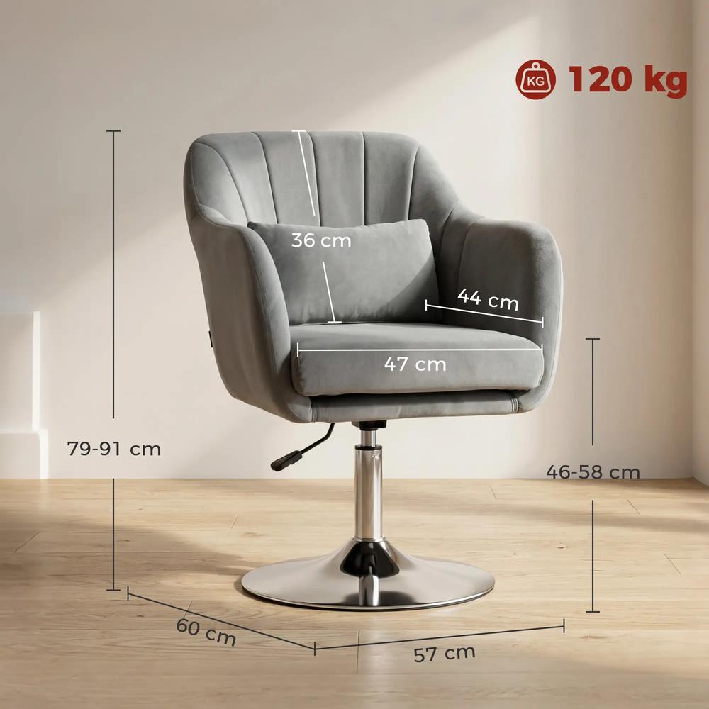 HOMCOM Retro Velvet Swivel Tub Chair with Steel Frame, Cushion Seat Additional View 33