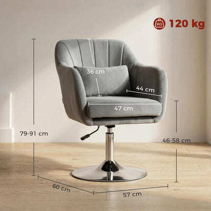 HOMCOM Retro Velvet Swivel Tub Chair with Steel Frame, Cushion Seat Additional View 33
