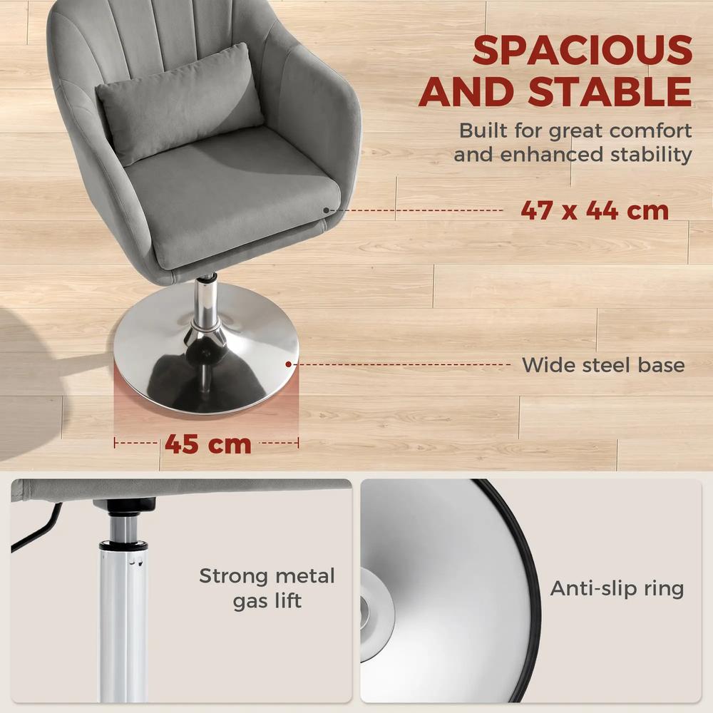 HOMCOM Retro Velvet Swivel Tub Chair with Steel Frame, Cushion Seat Additional View 35