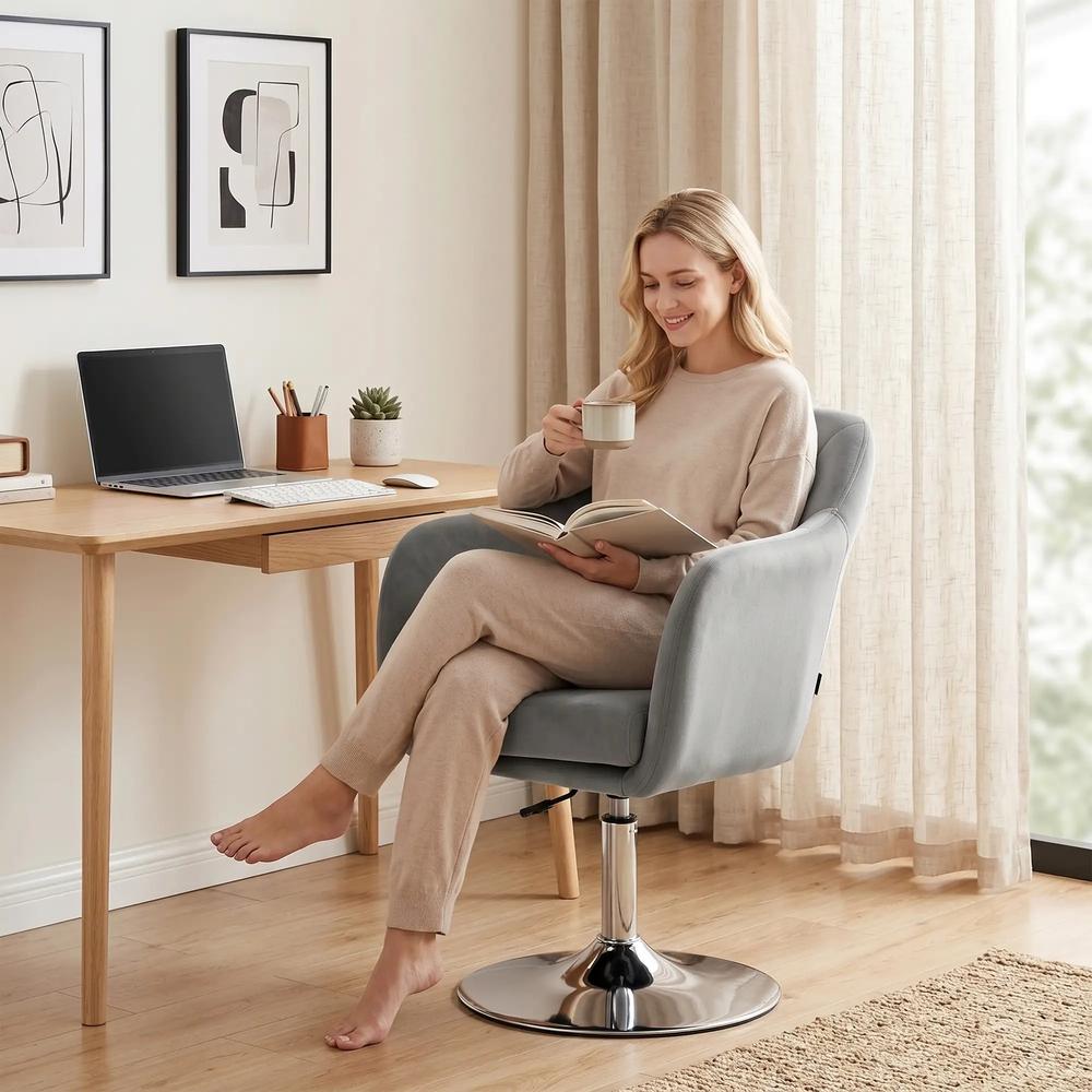 HOMCOM Retro Velvet Swivel Tub Chair with Steel Frame, Cushion Seat Additional View 39