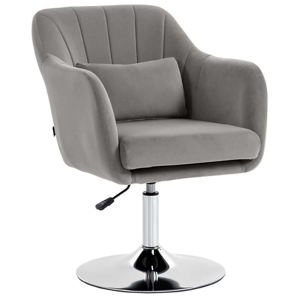 HOMCOM Retro Velvet Swivel Tub Chair with Steel Frame, Cushion Seat Additional View 45