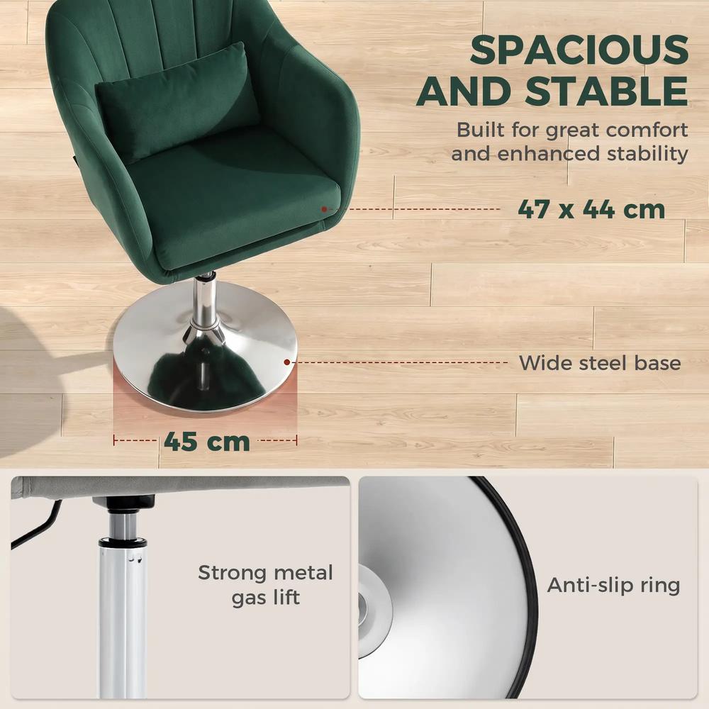 HOMCOM Retro Velvet Swivel Tub Chair with Steel Frame, Cushion Seat Additional View 5