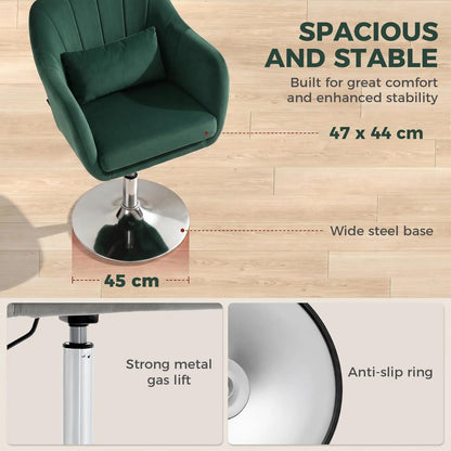 HOMCOM Retro Velvet Swivel Tub Chair with Steel Frame, Cushion Seat Additional View 5