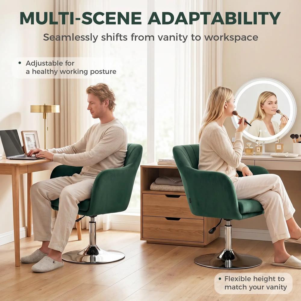 HOMCOM Retro Velvet Swivel Tub Chair with Steel Frame, Cushion Seat Additional View 6