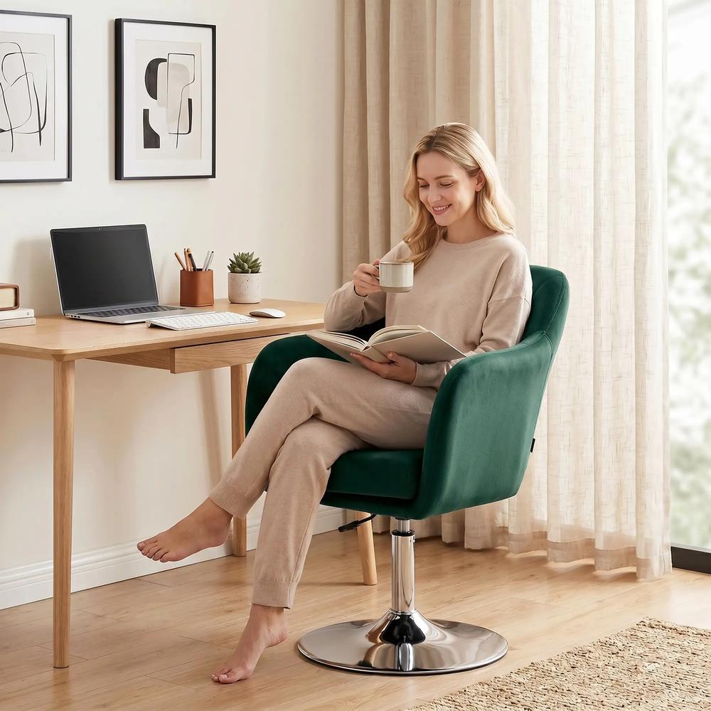 HOMCOM Retro Velvet Swivel Tub Chair with Steel Frame, Cushion Seat Additional View 9