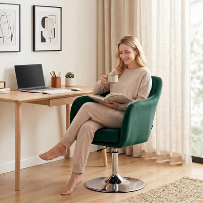 HOMCOM Retro Velvet Swivel Tub Chair with Steel Frame, Cushion Seat Additional View 9