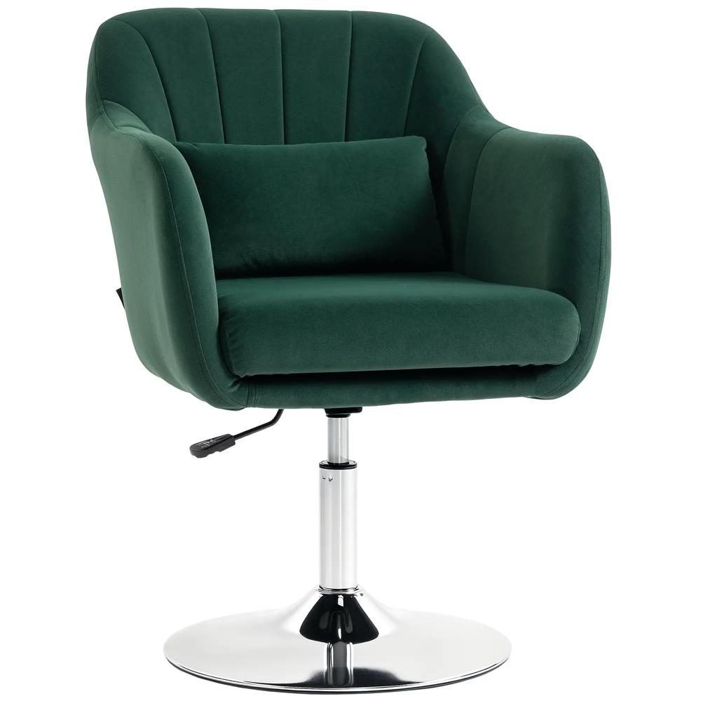 HOMCOM Retro Velvet Swivel Tub Chair with Steel Frame, Cushion Seat