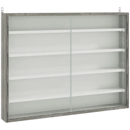 HOMCOM 5-Tier Wall Display Shelf Unit Cabinet w/ 4 Adjustable Shelves Glass Doors Home Office Ornaments 60x80cm Additional View 11