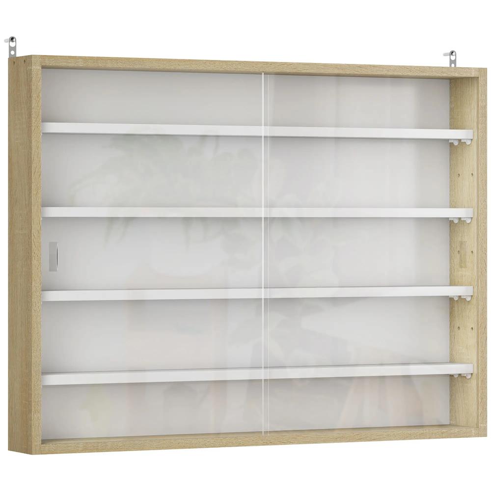 HOMCOM 5-Tier Wall Display Shelf Unit Cabinet w/ 4 Adjustable Shelves Glass Doors Home Office Ornaments 60x80cm Additional View 22