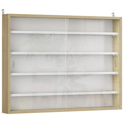 HOMCOM 5-Tier Wall Display Shelf Unit Cabinet w/ 4 Adjustable Shelves Glass Doors Home Office Ornaments 60x80cm Additional View 22