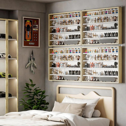 HOMCOM 5-Tier Wall Display Shelf Unit Cabinet w/ 4 Adjustable Shelves Glass Doors Home Office Ornaments 60x80cm Additional View 23