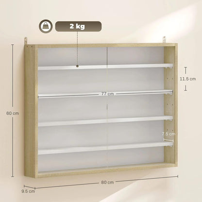 HOMCOM 5-Tier Wall Display Shelf Unit Cabinet w/ 4 Adjustable Shelves Glass Doors Home Office Ornaments 60x80cm Additional View 24