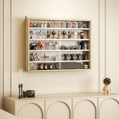HOMCOM 5-Tier Wall Display Shelf Unit Cabinet w/ 4 Adjustable Shelves Glass Doors Home Office Ornaments 60x80cm Additional View 29