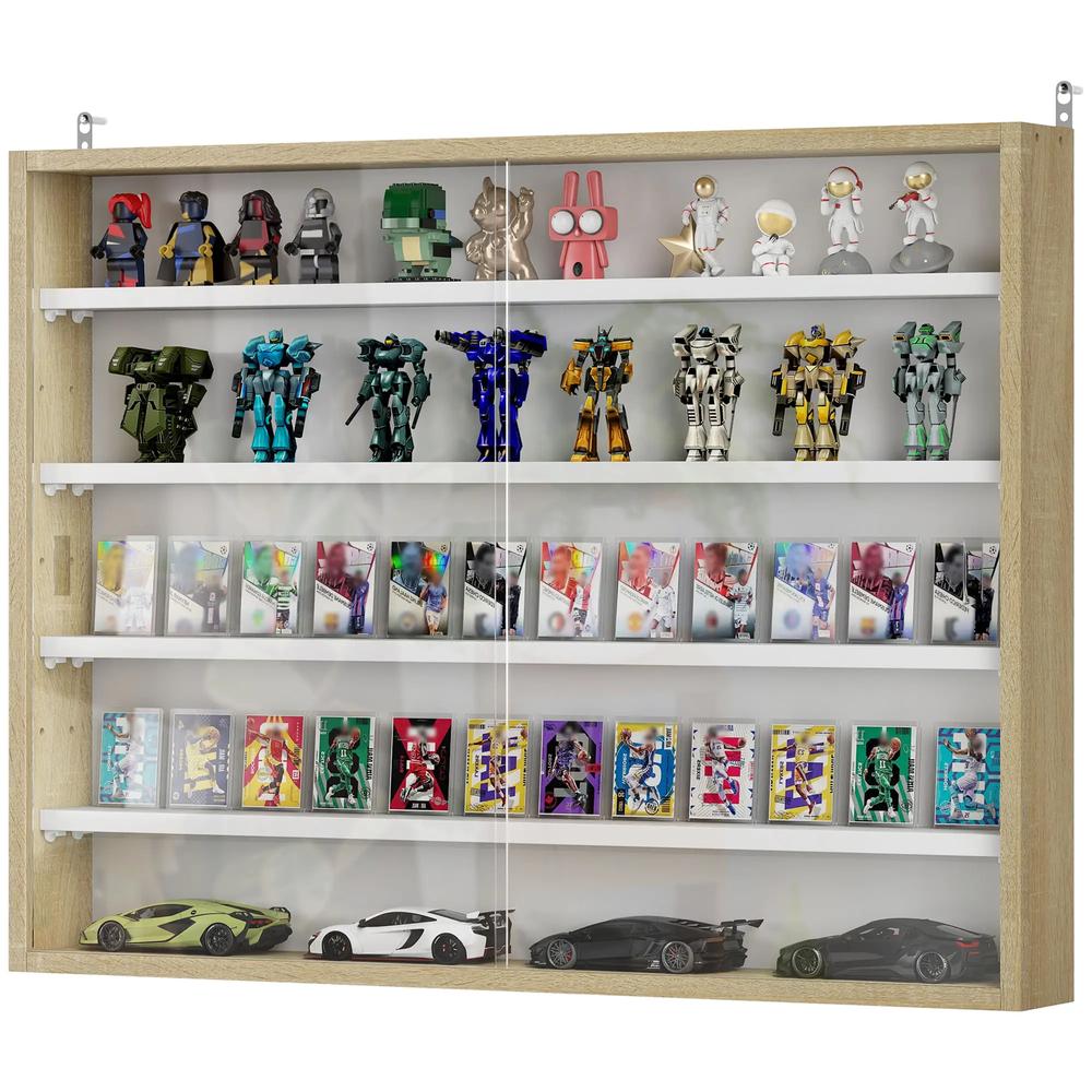 HOMCOM 5-Tier Wall Display Shelf Unit Cabinet w/ 4 Adjustable Shelves Glass Doors Home Office Ornaments 60x80cm Additional View 32