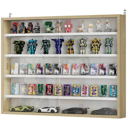 HOMCOM 5-Tier Wall Display Shelf Unit Cabinet w/ 4 Adjustable Shelves Glass Doors Home Office Ornaments 60x80cm Additional View 32