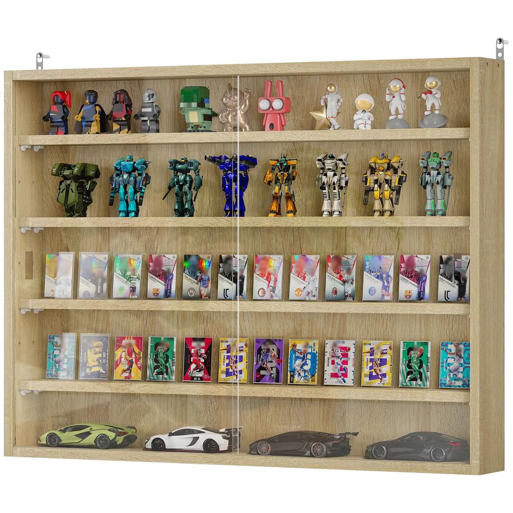 HOMCOM 5-Tier Wall Display Shelf Unit Cabinet w/ 4 Adjustable Shelves Glass Doors Home Office Ornaments 60x80cm Additional View 43