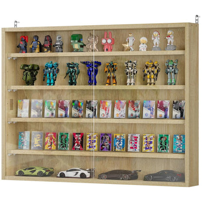 HOMCOM 5-Tier Wall Display Shelf Unit Cabinet w/ 4 Adjustable Shelves Glass Doors Home Office Ornaments 60x80cm Additional View 43