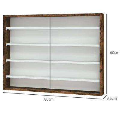 HOMCOM 5-Tier Wall Display Shelf Unit Cabinet w/ 4 Adjustable Shelves Glass Doors Home Office Ornaments 60x80cm Additional View 46