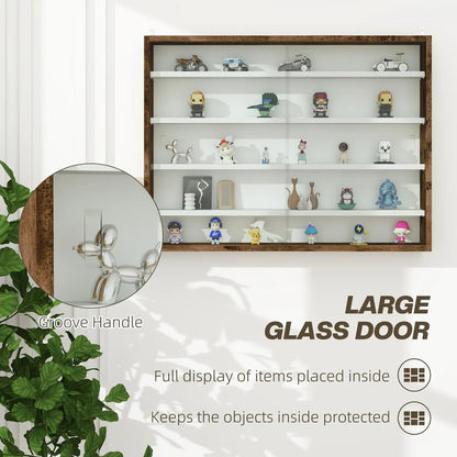 HOMCOM 5-Tier Wall Display Shelf Unit Cabinet w/ 4 Adjustable Shelves Glass Doors Home Office Ornaments 60x80cm Additional View 48