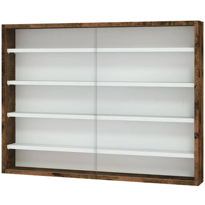 HOMCOM 5-Tier Wall Display Shelf Unit Cabinet w/ 4 Adjustable Shelves Glass Doors Home Office Ornaments 60x80cm Additional View 54