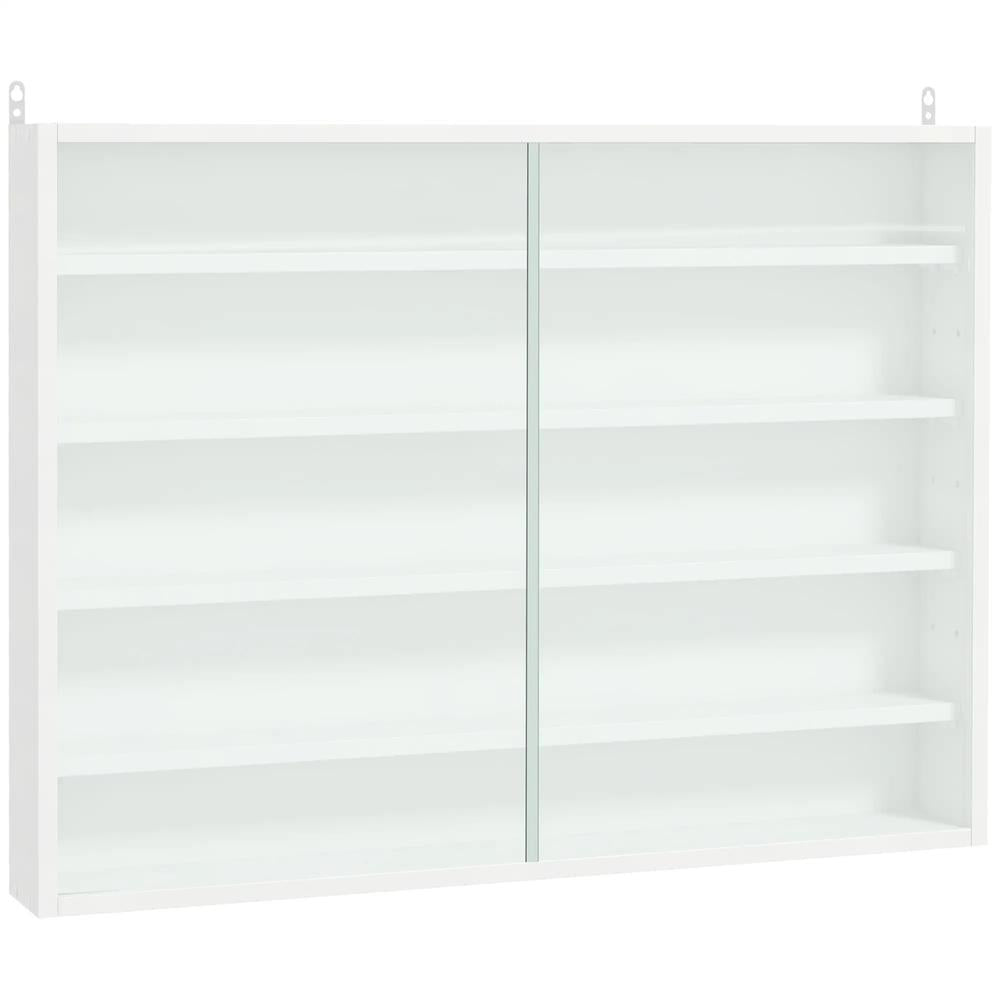 HOMCOM 5-Tier Wall Display Shelf Unit Cabinet w/ 4 Adjustable Shelves Glass Doors Home Office Ornaments 60x80cm Additional View 64