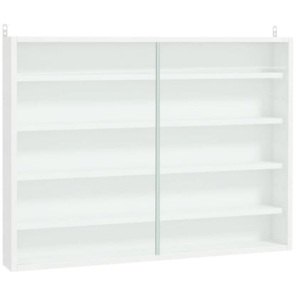 HOMCOM 5-Tier Wall Display Shelf Unit Cabinet w/ 4 Adjustable Shelves Glass Doors Home Office Ornaments 60x80cm Additional View 64