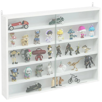 HOMCOM 5-Tier Wall Display Shelf Unit Cabinet w/ 4 Adjustable Shelves Glass Doors Home Office Ornaments 60x80cm Additional View 65