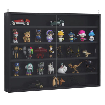 HOMCOM 5-Tier Wall Display Shelf Unit Cabinet w/ 4 Adjustable Shelves Glass Doors Home Office Ornaments 60x80cm Additional View 10