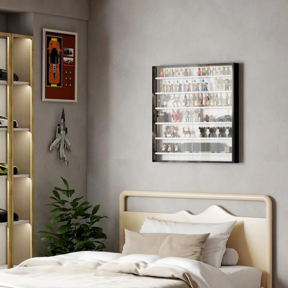 HOMCOM Six Shelf Display Cabinet, with Glass Doors Additional View 2