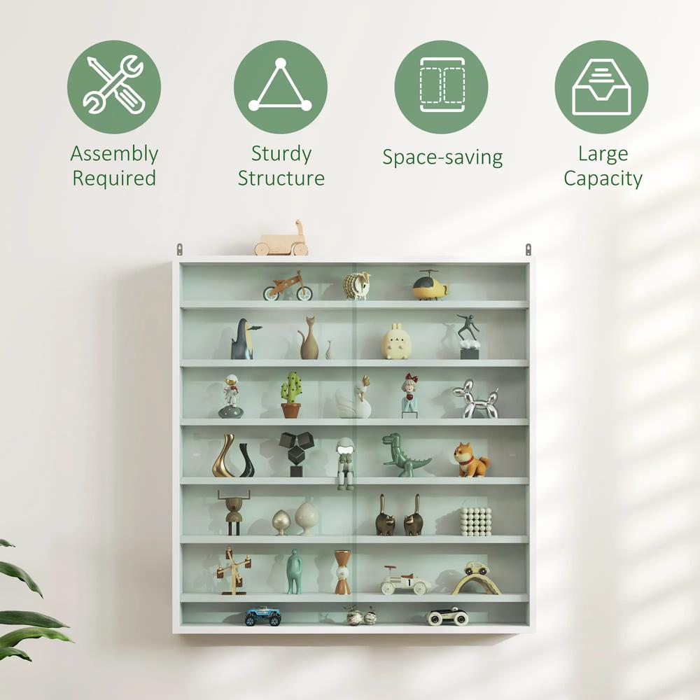 HOMCOM Six Shelf Display Cabinet, with Glass Doors Additional View 28