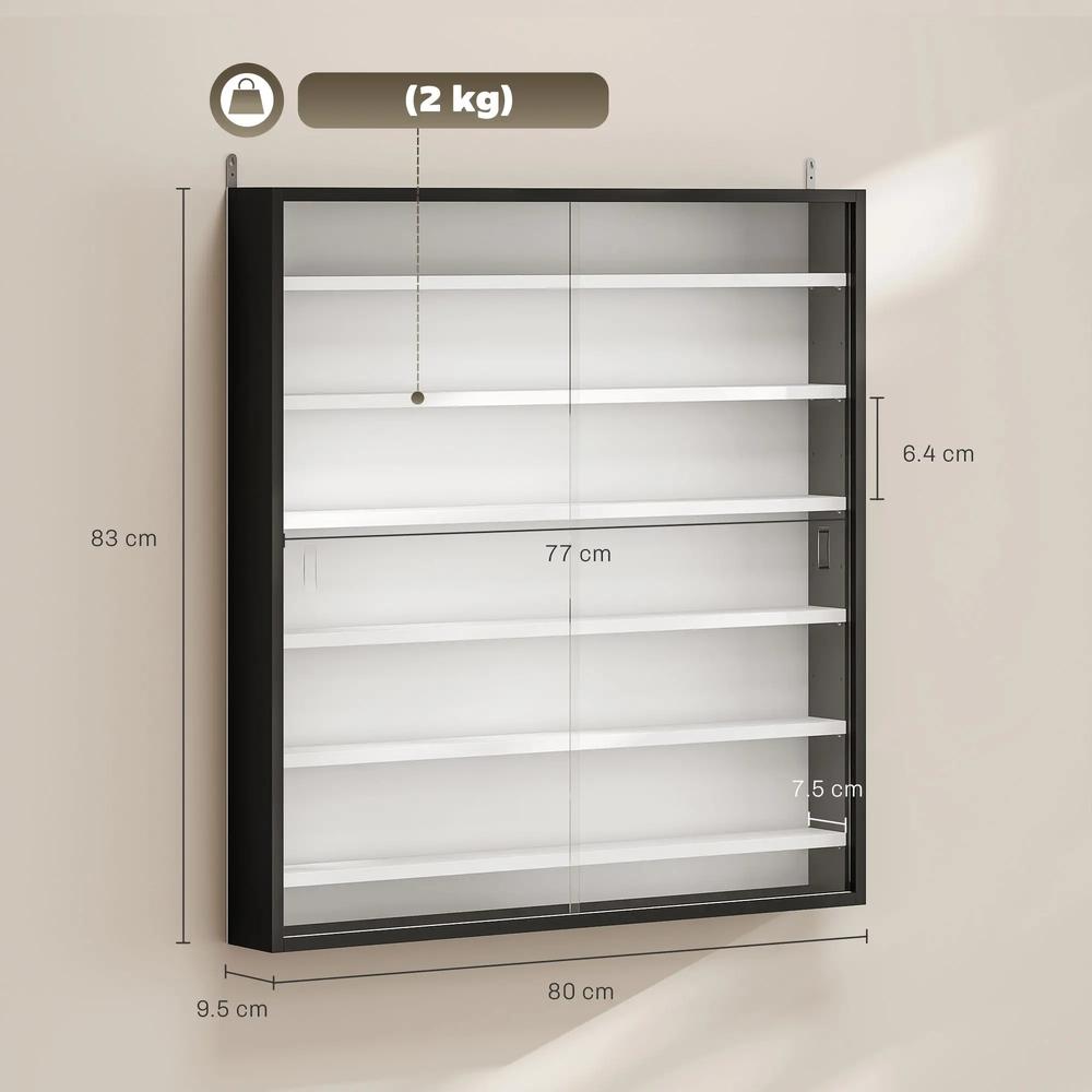 HOMCOM Six Shelf Display Cabinet, with Glass Doors Additional View 3