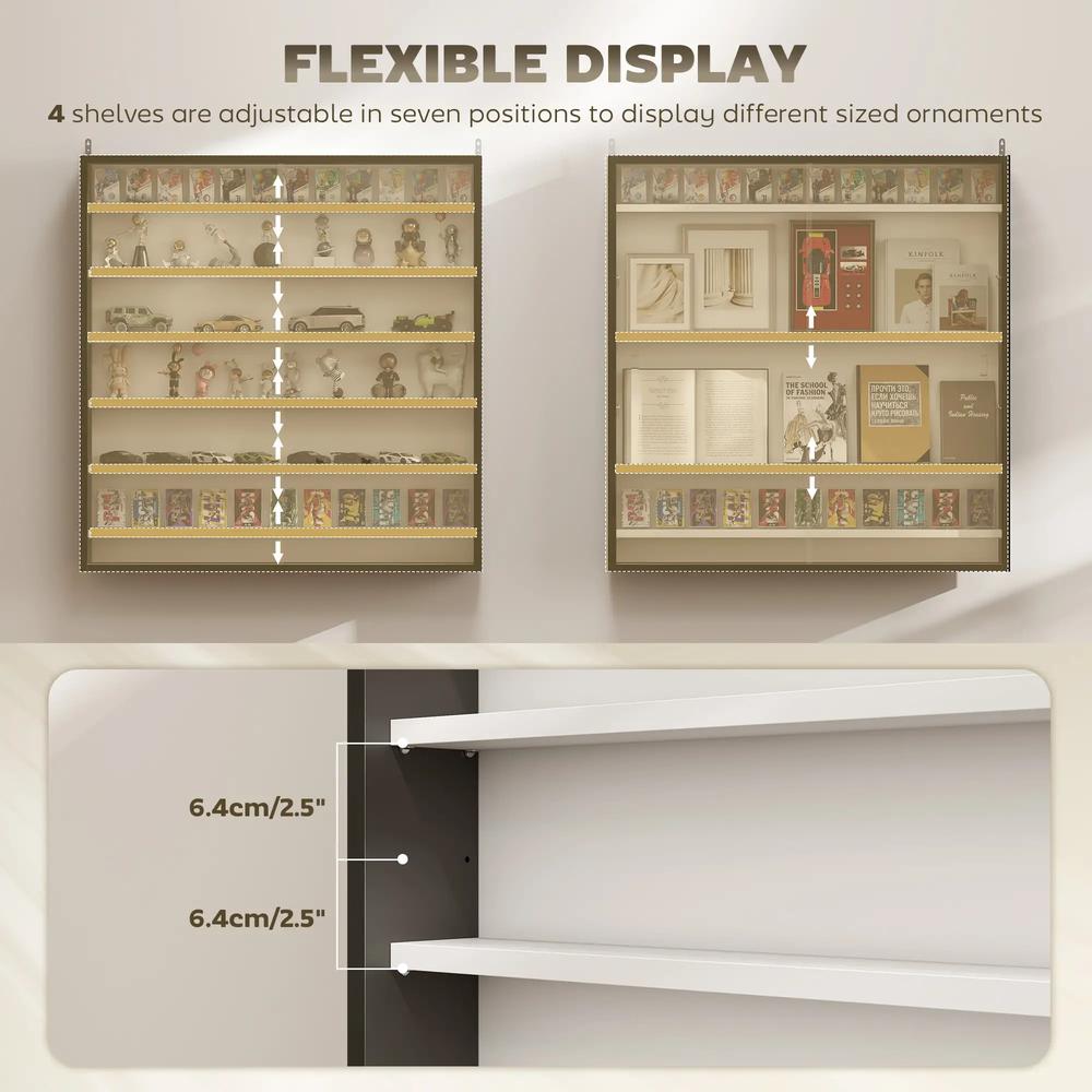 HOMCOM Six Shelf Display Cabinet, with Glass Doors Additional View 4