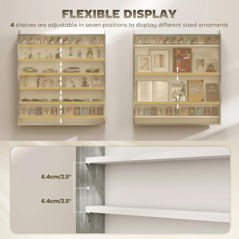 HOMCOM Six Shelf Display Cabinet, with Glass Doors Additional View 36
