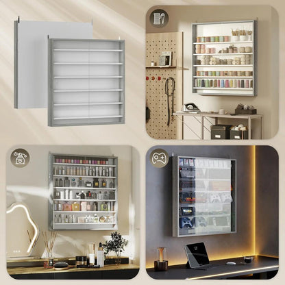 HOMCOM Six Shelf Display Cabinet, with Glass Doors Additional View 39