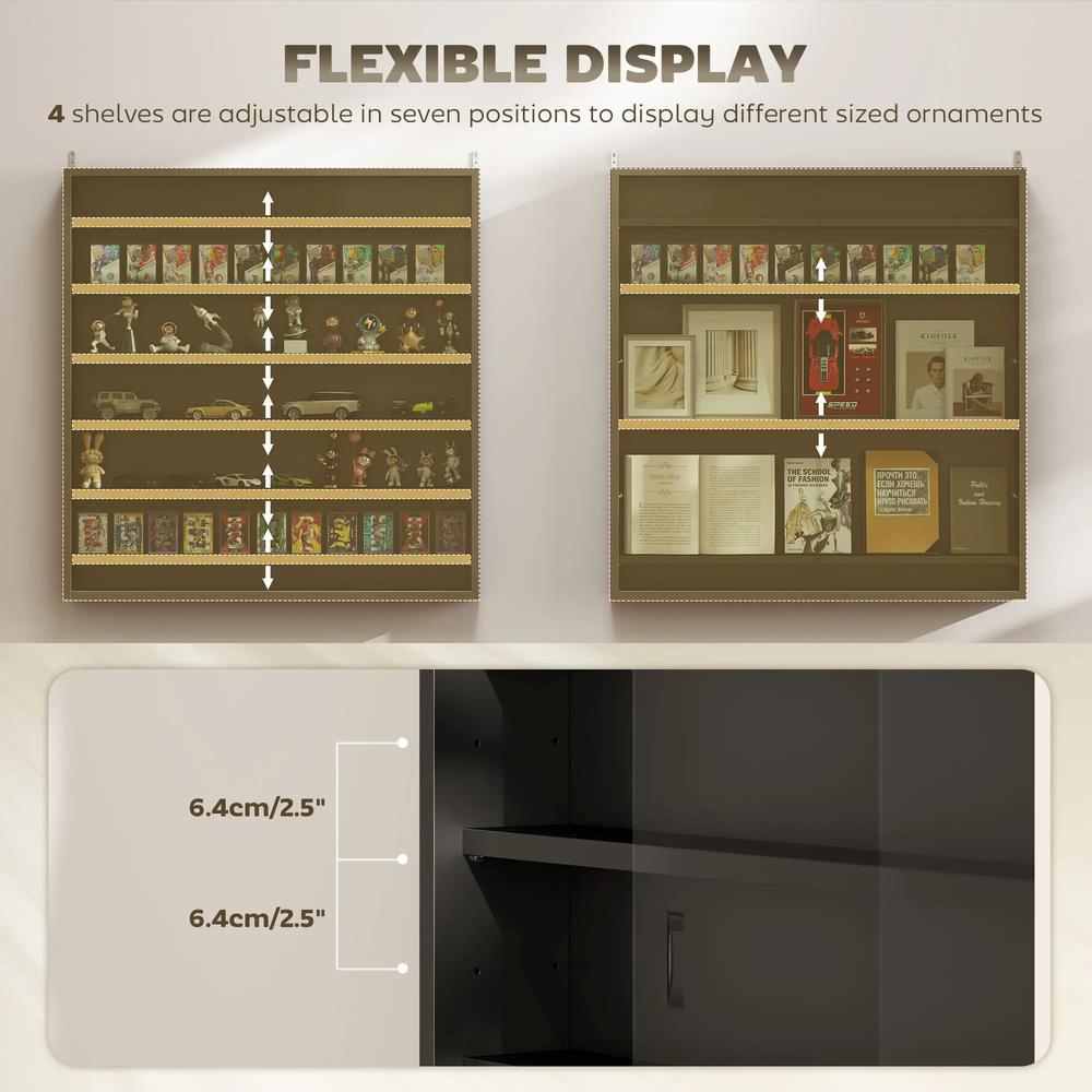 HOMCOM Six Shelf Display Cabinet, with Glass Doors Additional View 47