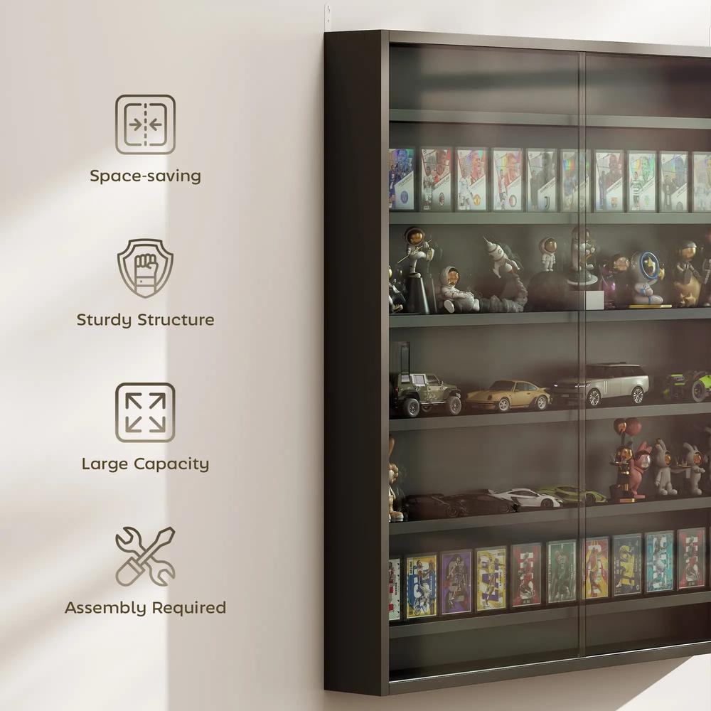 HOMCOM Six Shelf Display Cabinet, with Glass Doors Additional View 49