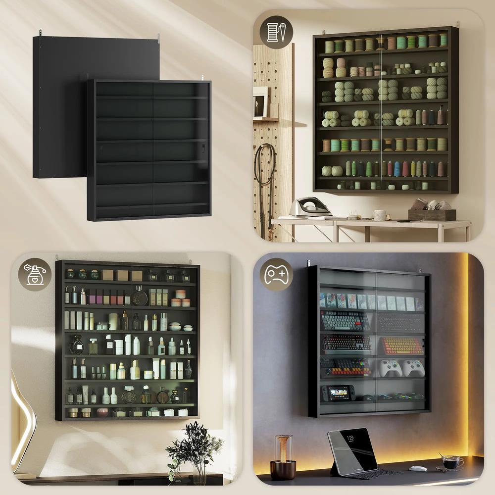 HOMCOM Six Shelf Display Cabinet, with Glass Doors Additional View 50