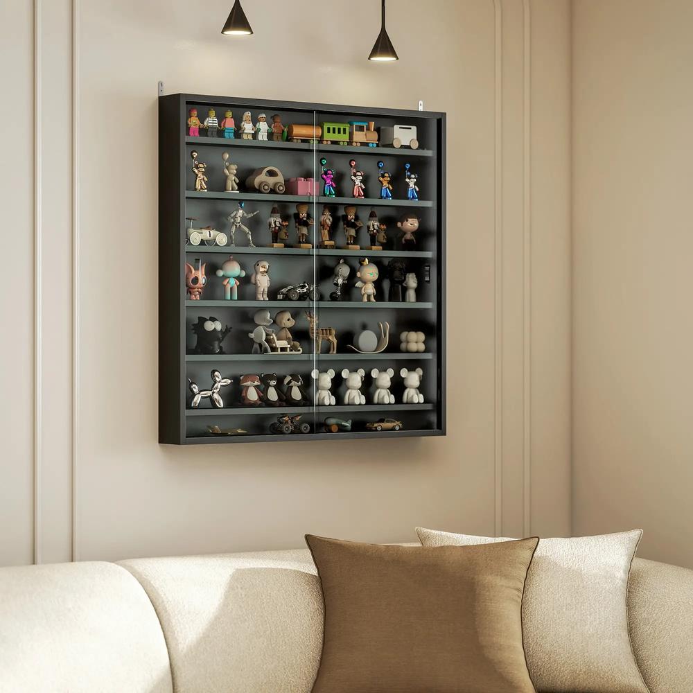 HOMCOM Six Shelf Display Cabinet, with Glass Doors Additional View 53